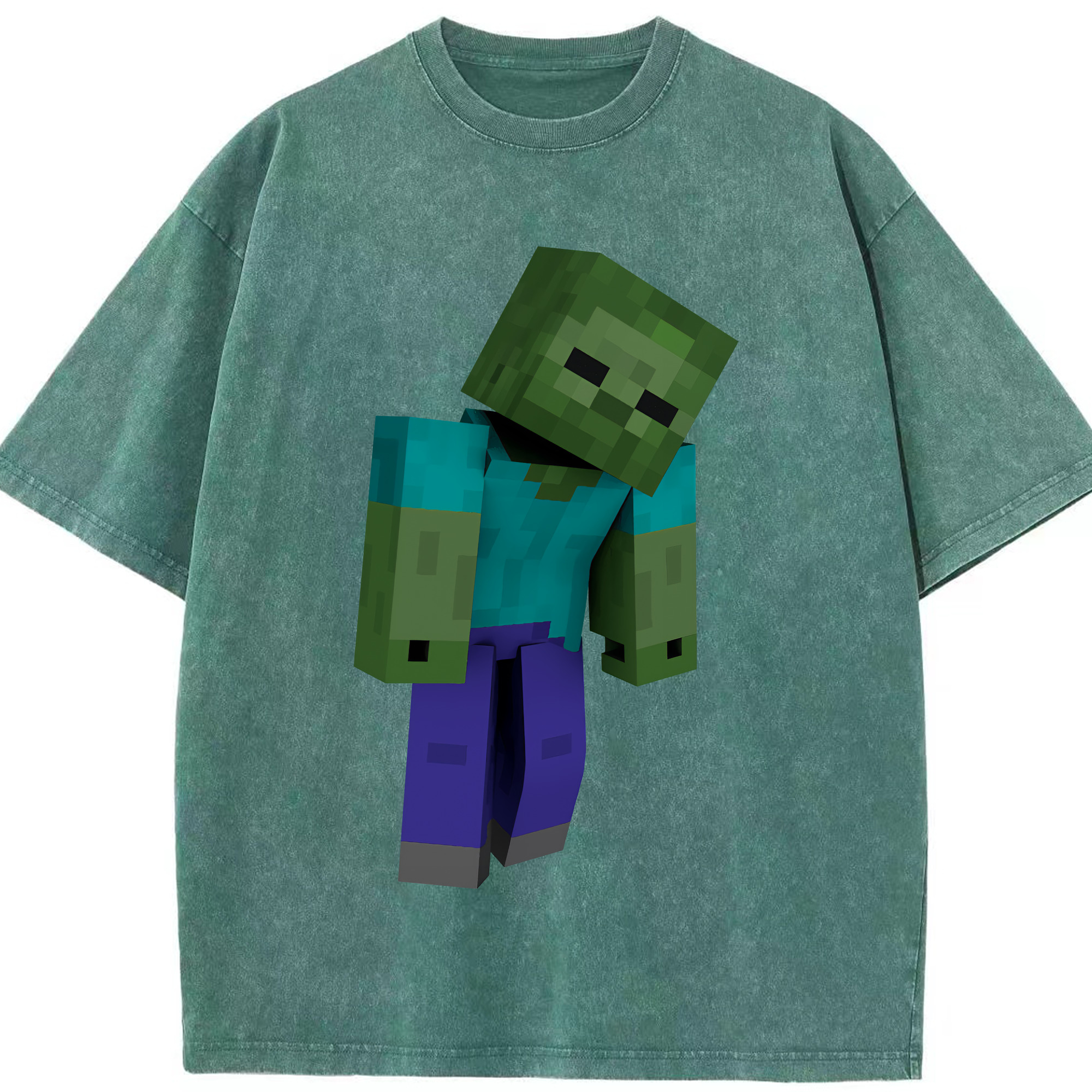 （画像用） マインクラフト ブロックの世界 Minecraft MC Block world 綿100% ヴィンテージ風 半袖Tシャツ（フロントプリント）